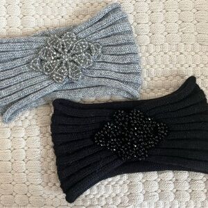 Elegant Gray and Black Knit Headbands